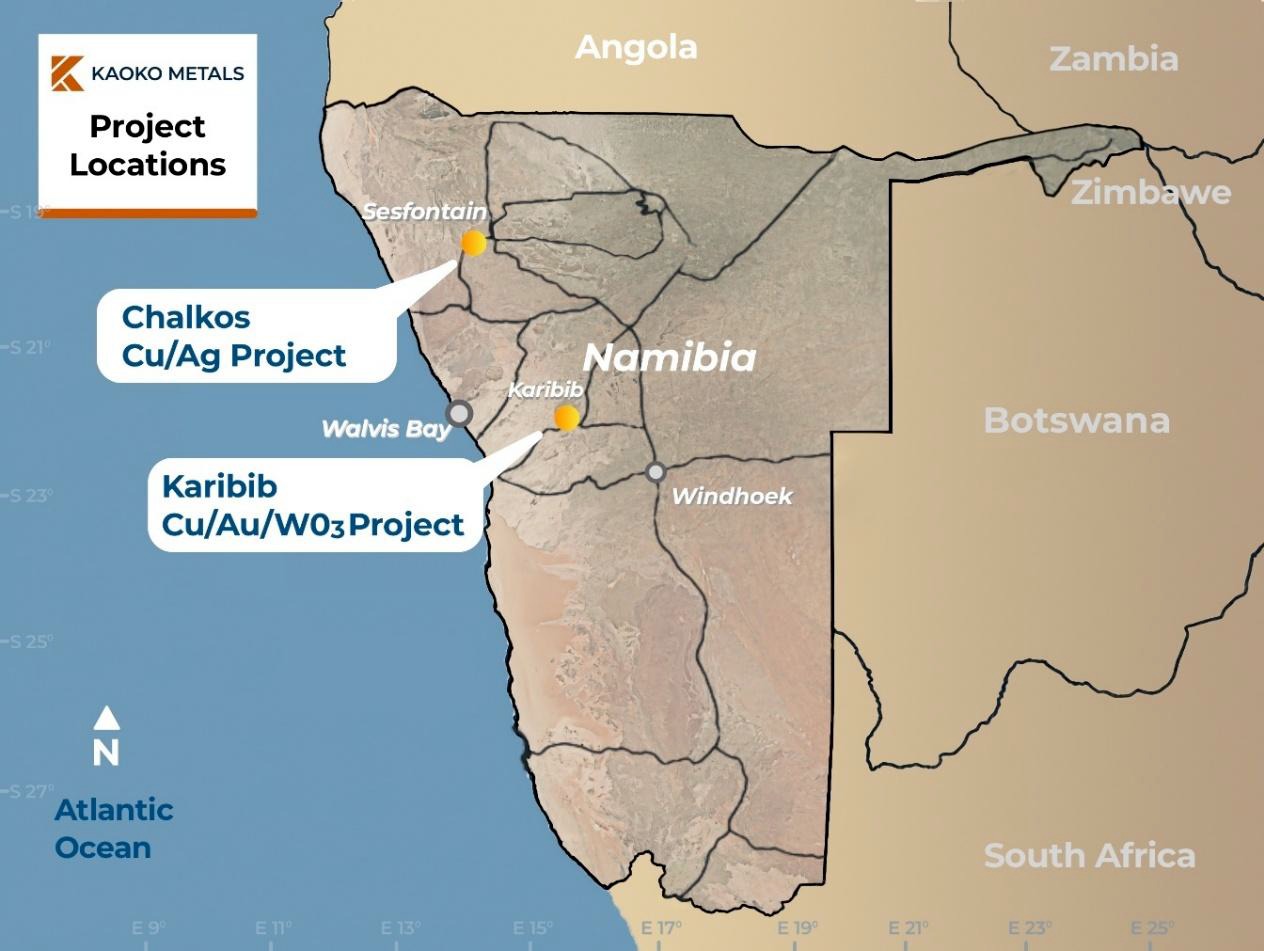 Kaoko Metals confirms high-grade copper, gold and tungsten at Karibib Project