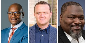 Three men in business headshots: left is a Black man in a blue suit and red tie, middle is a White man in a blue shirt with a checkered blazer, right is a Black man in a black suit.