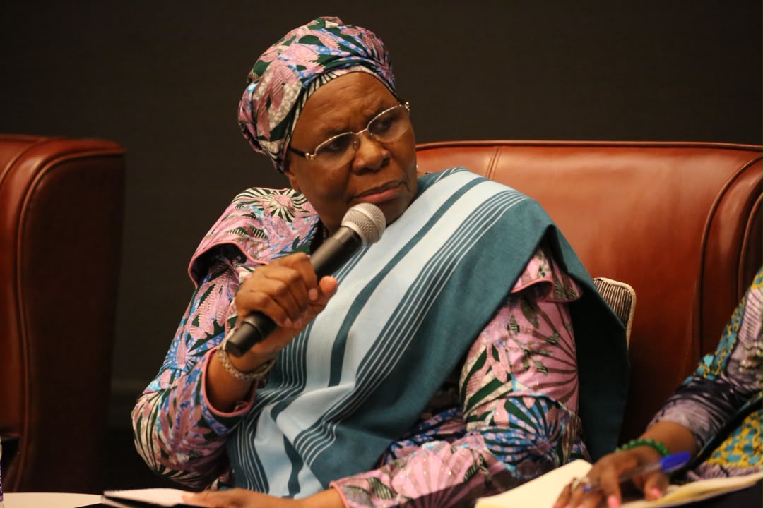 WhatsApp Image 2026-07-09 at 31316 PM | Mining and Energy Namibia | Namibia’s Leading Mining & Energy News Woman in colorful traditional attire speaking into a handheld microphone at a panel discussion.