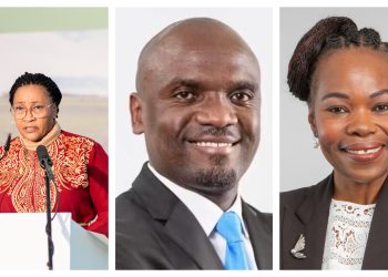 MixCollage-09-Sep-2026-04-21-PM-3000 | Mining and Energy Namibia | Namibia’s Leading Mining & Energy News Three professional head-and-shoulder portraits: left woman at podium wearing red patterned outfit, middle smiling man in suit and blue tie, right woman with braided hair in blazer.